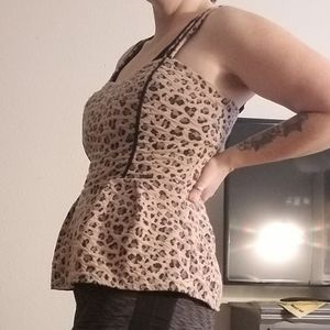 Guess Cheetah Print Peplum Top